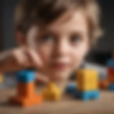 Kid playing with building blocks to enhance motor skills