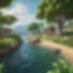 A serene island landscape in Animal Crossing: New Horizons showcasing vibrant flora and tranquil waters.