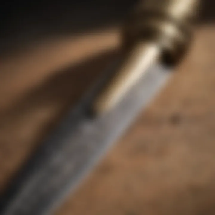 A close-up of an assassin's ornate hidden blade, gleaming in the shadows