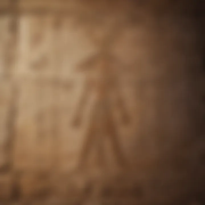 Ancient Egyptian hieroglyphics on a weathered stone wall