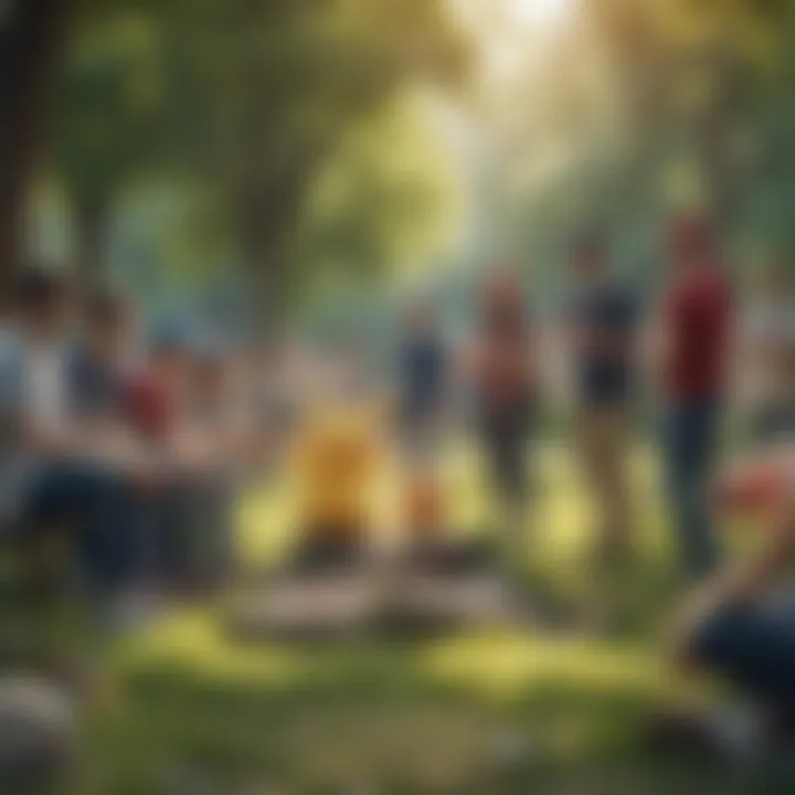 Pokemon Go players meeting in a park