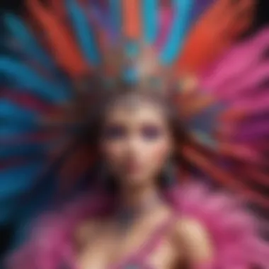 Feathered Fantasy Doll Bob Mackie Barbie Collection doll with vibrant feathered headdress