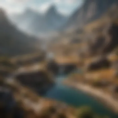 Diverse Terrains in World-Building A fantasy map showcasing diverse terrains and regions
