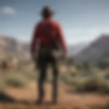 Character exploring the wilderness in Red Dead Redemption