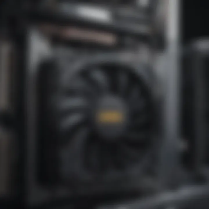 A close-up of a cooling system in a gaming PC