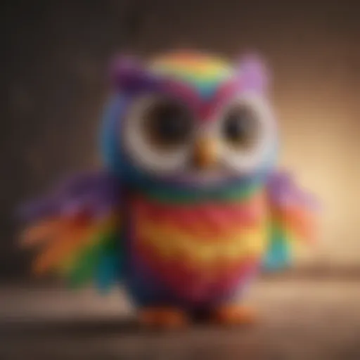 Colorful Beanie Boo owl with rainbow wings