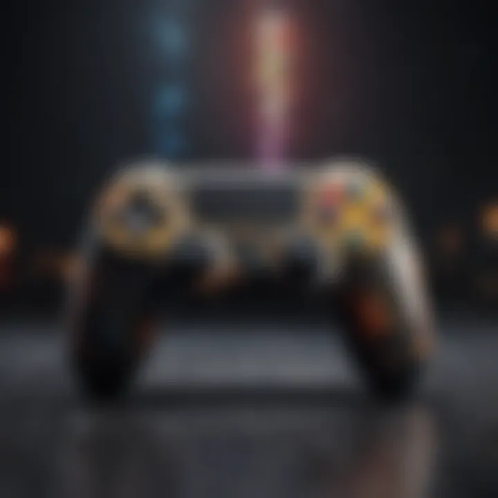 Colorful game controller on abstract background