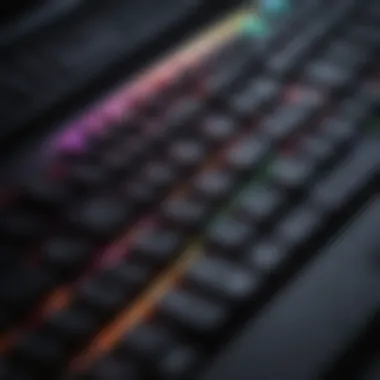 Colorful RGB lighting on a gaming laptop keyboard