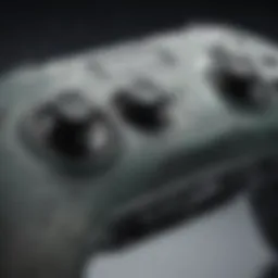 Close-up view of a Joy-Con analog stick showing wear and tear.
