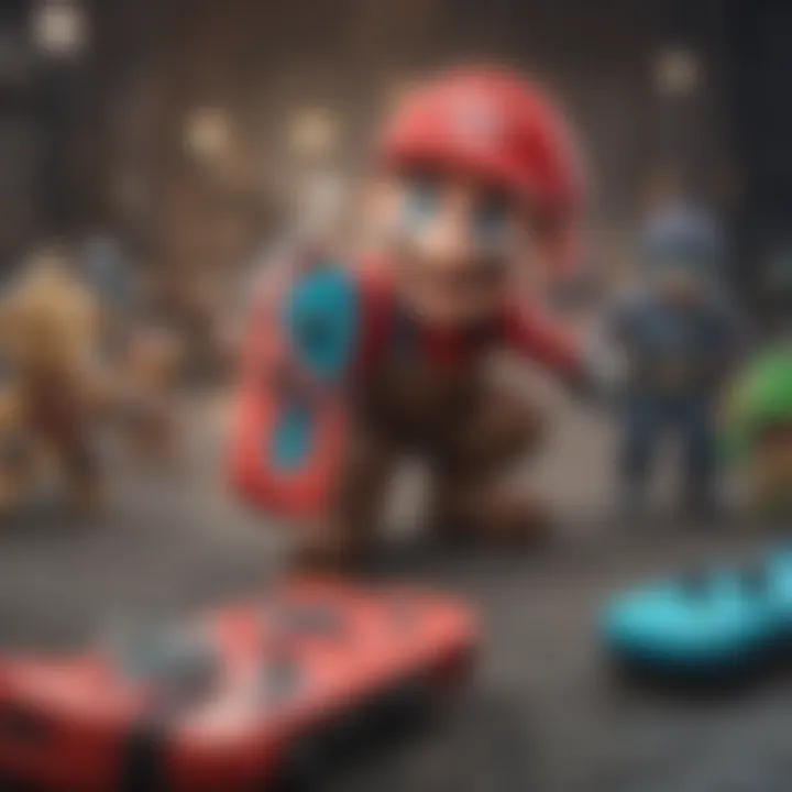Colorful representation of various Nintendo Switch game characters