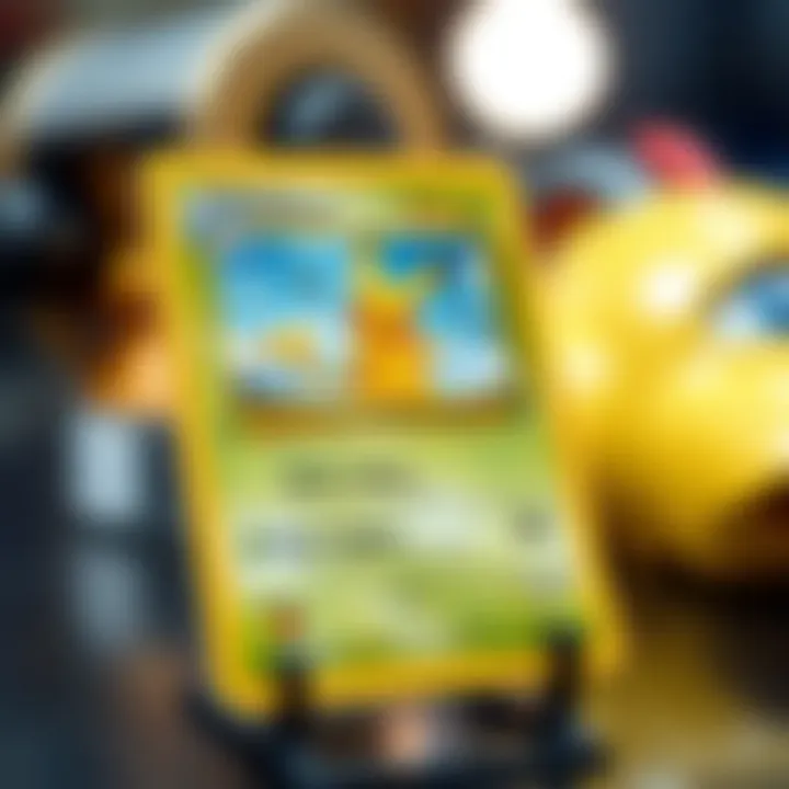 Close-up view of a mint condition Pokémon card