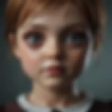 Creepy doll with vacant eyes