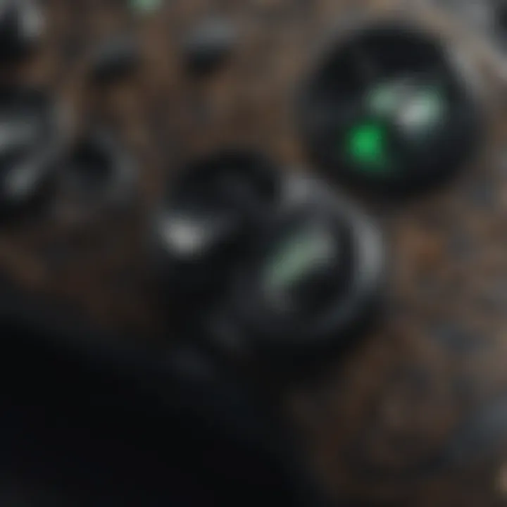 A close-up view of intricate patterns on a personalized Xbox controller.