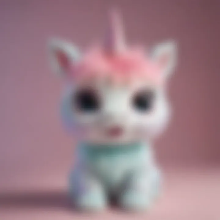 Cute Beanie Boo unicorn with sparkly horn and pastel fur