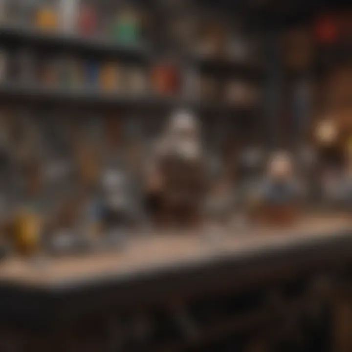 An array of manufacturing techniques used for crafting D&D minifigures displayed on a workbench.