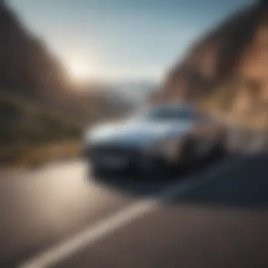 Dynamic car in motion on a scenic road