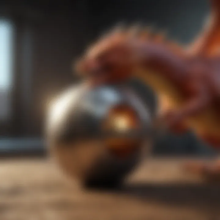 Dynamic toy ball transforming into a majestic dragon