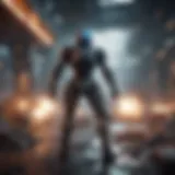 Futuristic Gaming Warfare Epic battle scene in futuristic game
