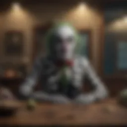 Beetlejuice cartoon character in a whimsical setting