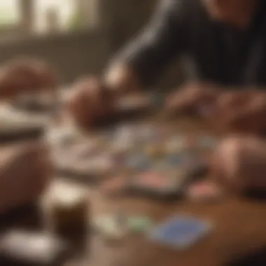 Exciting moment during a fast-paced card game with friends