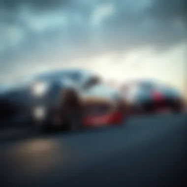 Dynamic racing scene featuring two cars in action