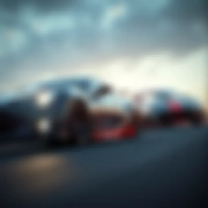 Dynamic racing scene featuring two cars in action