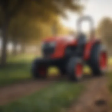 Compact tractor parked in a farm