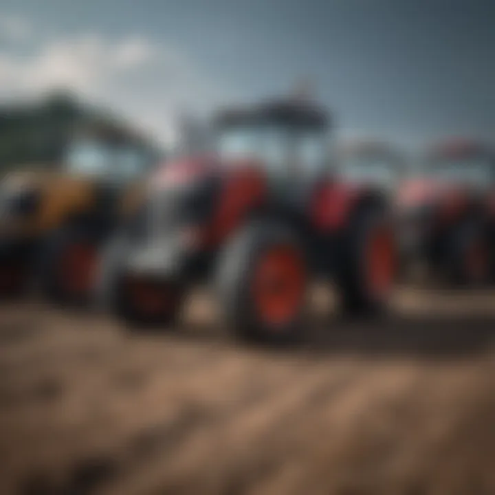 Tractor lineup showcasing variety of models