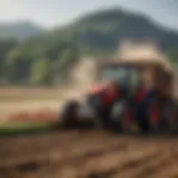 Tractor plowing a field