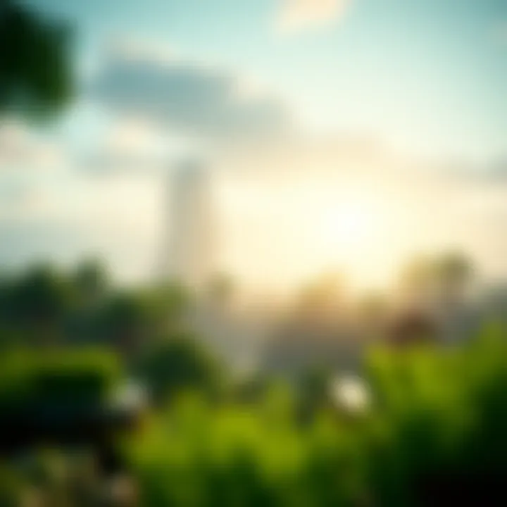 Serene Landscapes in Minecraft A tranquil Minecraft world filled with lush greenery and serene landscapes