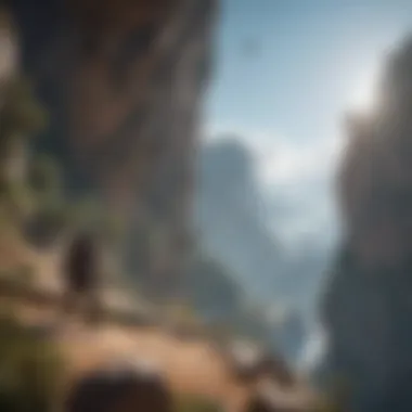 Dramatic Cliffhanger Scene A dramatic cliffhanger scene in Genshin Impact showcasing character dynamics