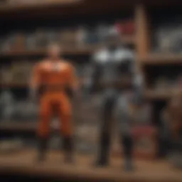 Vintage collectible action figures displayed on a shelf