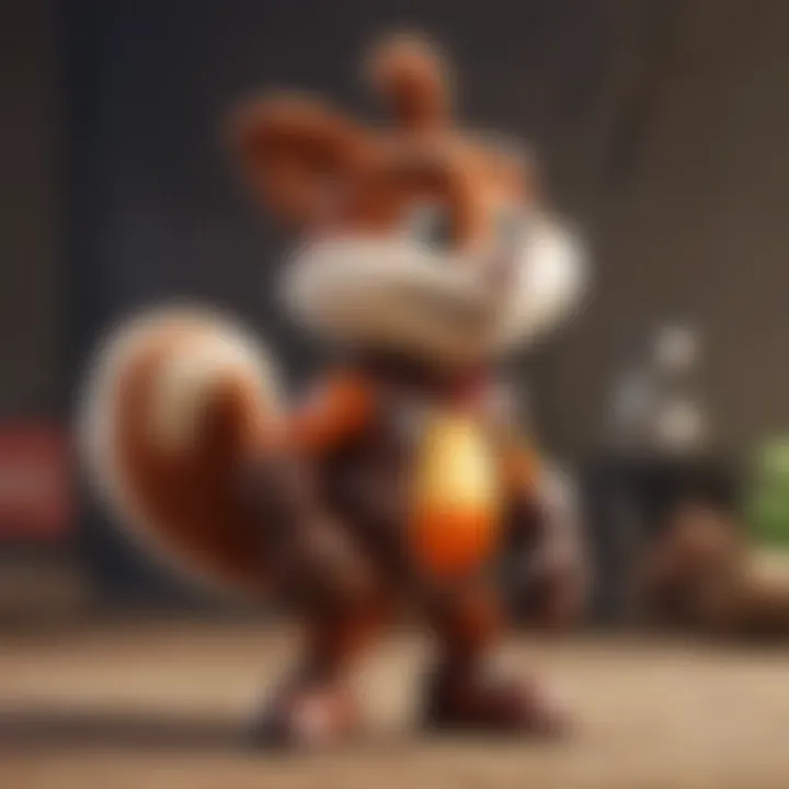 Conker in a dynamic pose showcasing his character design