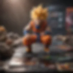 A vivid display of Dragon Ball Z trading cards showcasing various characters and abilities