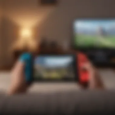 User enjoying Disney Plus streaming on Nintendo Switch in a cozy setting