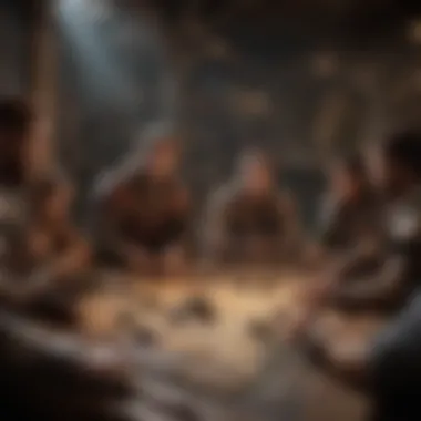 Community Engagement in D&D Video Games A group engaging in a multiplayer Dungeons and Dragons session on a digital platform