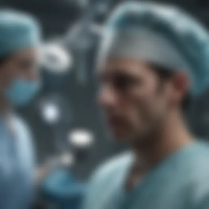 Surgeon performing intricate surgical procedure in operating room