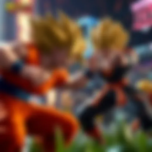 Dynamic battle scene from Dragon Ball FighterZ Mobile