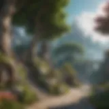 A scenic view of a vibrant fantasy world in Dragon Quest S