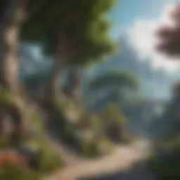 A scenic view of a vibrant fantasy world in Dragon Quest S