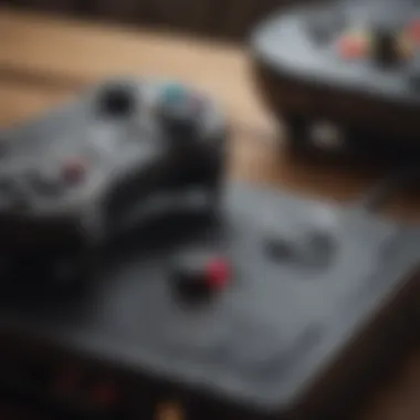 Tools of Connection Close-up of a gaming console and controllers, showcasing the means of communication in gaming.