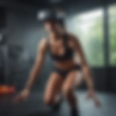 Engaging in VR Fitness Gaming A player engaging in a fitness game with VR elements