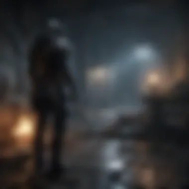 Immersive Game Environment A player immersed in a dark, atmospheric game environment
