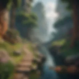 A vibrant pixelated landscape showcasing a free game inspired by Minecraft