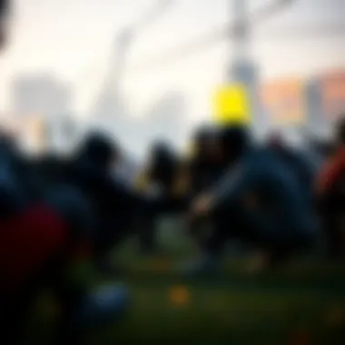 A dynamic scene illustrating player collaboration in a game