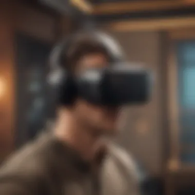 User immersed in a virtual reality game