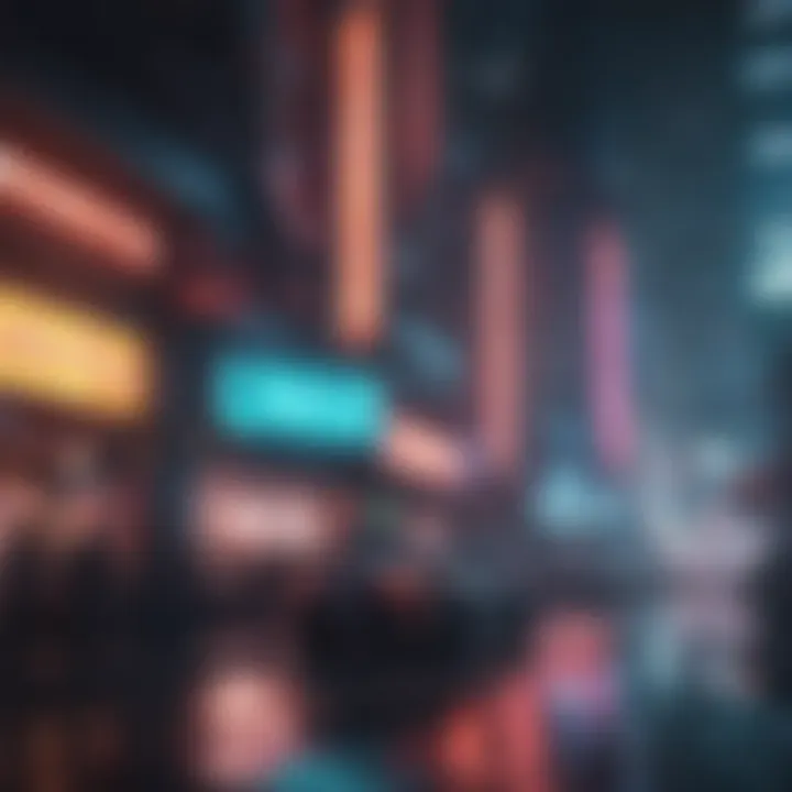 Cyberpunk cityscape with neon lights and futuristic technology