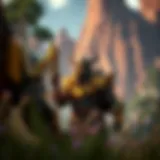 A character in World of Warcraft receiving a level boost in a virtual landscape.