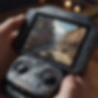 A close-up of a gaming handheld device displaying an engaging offline game interface.