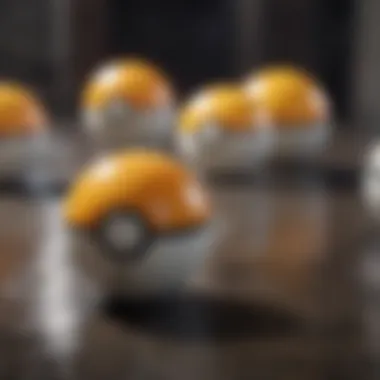 Gameplay scene featuring Pokémon balls in action